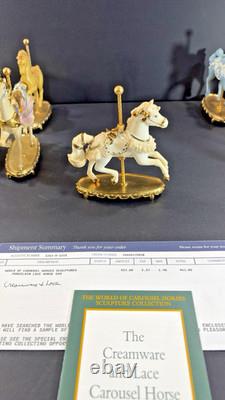 12 Franklin Mint World of Carousel Horses Complete Set Porcelain 24k Gold Papers