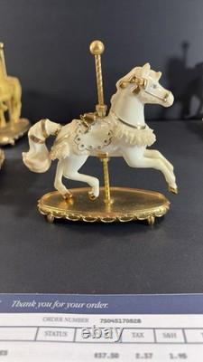 12 Franklin Mint World of Carousel Horses Complete Set Porcelain 24k Gold Papers