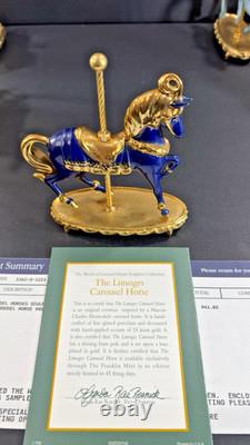 12 Franklin Mint World of Carousel Horses Complete Set Porcelain 24k Gold Papers