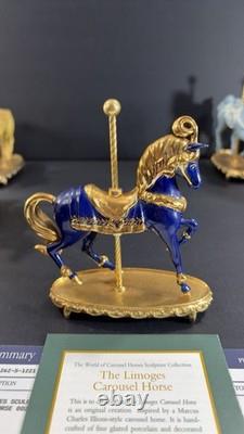 12 Franklin Mint World of Carousel Horses Complete Set Porcelain 24k Gold Papers