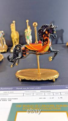 12 Franklin Mint World of Carousel Horses Complete Set Porcelain 24k Gold Papers