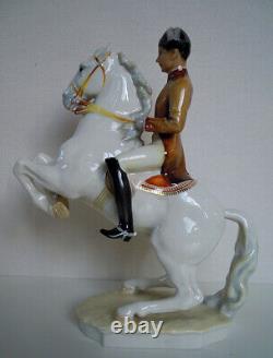 12 HUTSCHENREUTHER-ROSENTHAL Dressage rider Lipizzaner Horse Porcelain figurine