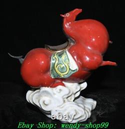 12 Old Chinese Dynasty Wucai Porcelain Fengshui 12 Zodiac Horse Animal Statue
