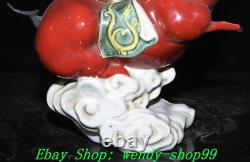 12 Old Chinese Dynasty Wucai Porcelain Fengshui 12 Zodiac Horse Animal Statue