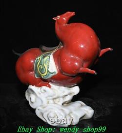 12 Old Chinese Dynasty Wucai Porcelain Fengshui 12 Zodiac Horse Animal Statue