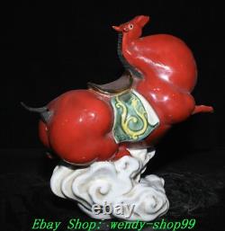 12 Old Chinese Dynasty Wucai Porcelain Fengshui 12 Zodiac Horse Animal Statue