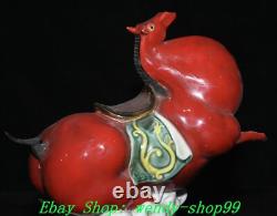 12 Old Chinese Dynasty Wucai Porcelain Fengshui 12 Zodiac Horse Animal Statue