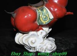 12 Old Chinese Dynasty Wucai Porcelain Fengshui 12 Zodiac Horse Animal Statue