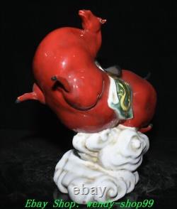 12 Old Chinese Dynasty Wucai Porcelain Fengshui 12 Zodiac Horse Animal Statue