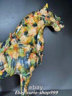 13.7 Old Dynasty Twisted Glaze Porcelain 12 Zodiac Year Horse Animal Statue