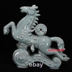 13.7 china historic song dynasty ru kiln porcelain sky cyan glaze horse statues