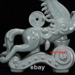 13.7 china historic song dynasty ru kiln porcelain sky cyan glaze horse statues