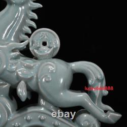 13.7 china historic song dynasty ru kiln porcelain sky cyan glaze horse statues