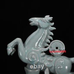 13.7 china historic song dynasty ru kiln porcelain sky cyan glaze horse statues