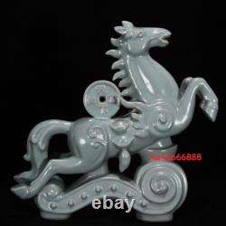 13.7 china historic song dynasty ru kiln porcelain sky cyan glaze horse statues