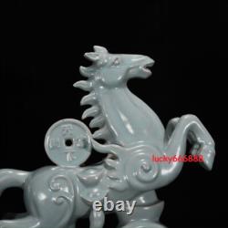 13.7 china historic song dynasty ru kiln porcelain sky cyan glaze horse statues