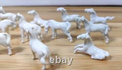 14 Vintage Porcelain Chinese Miniature White Horses Figurines 1.5- 2