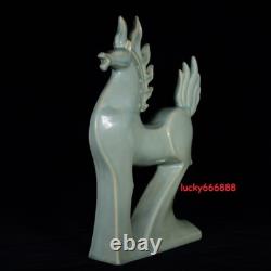 15.7 china heritage song dynasty ru kiln porcelain sky cyan glaze horse statues