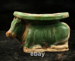 15 cm Chinese Tang Sancai porcelain horse Statue Pottery Cattle sculpture