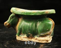 15 cm Chinese Tang Sancai porcelain horse Statue Pottery Cattle sculpture