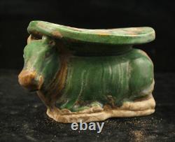 15 cm Chinese Tang Sancai porcelain horse Statue Pottery Cattle sculpture