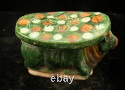 15 cm Chinese Tang Sancai porcelain horse Statue Pottery Cattle sculpture