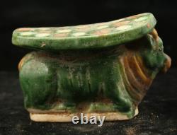 15 cm Chinese Tang Sancai porcelain horse Statue Pottery Cattle sculpture