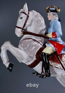 1745 Draguner Pesade Horse Polychrome Porcelain Figurine Levade Spanish Riding S