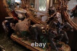 18th 19th Century Porcelain Chariot Horses Large Multicolor Hand Painted Figure