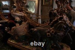 18th 19th Century Porcelain Chariot Horses Large Multicolor Hand Painted Figure