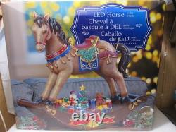 19.5H Rocking Horse with Santa & Presents LED Lights 8 Carols Music (W44K)