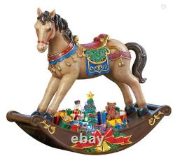 19.5H Rocking Horse with Santa & Presents LED Lights 8 Carols Music (W44K)