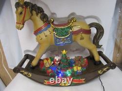 19.5H Rocking Horse with Santa & Presents LED Lights 8 Carols Music (W44K)