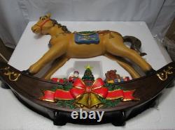 19.5H Rocking Horse with Santa & Presents LED Lights 8 Carols Music (W44K)