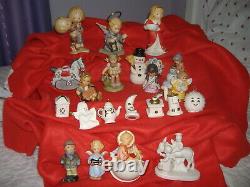 19 Goebel Hummel Lot Snowman Angel Nativity Indian Horse Teapot Tree Ornaments