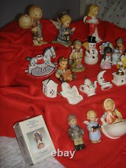 19 Goebel Hummel Lot Snowman Angel Nativity Indian Horse Teapot Tree Ornaments