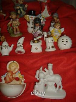 19 Goebel Hummel Lot Snowman Angel Nativity Indian Horse Teapot Tree Ornaments