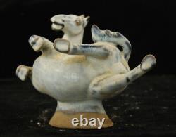 19 cm China Jun Kiln Porcelain horse Statue Pottery animal sculpture