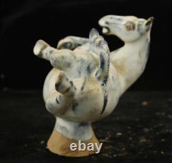 19 cm China Jun Kiln Porcelain horse Statue Pottery animal sculpture