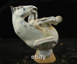 19 cm China Jun Kiln Porcelain horse Statue Pottery animal sculpture