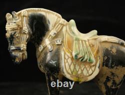 19 cm China Tang Sancai Porcelain horse Statue Pottery animal sculpture