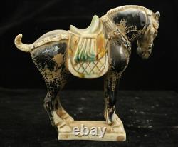 19 cm China Tang Sancai Porcelain horse Statue Pottery animal sculpture