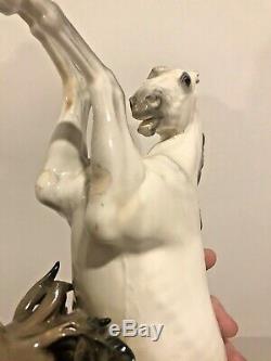 1915 Nymphenburg Porcelain Rare Leaping Stallion Horse Figurine Huge 532 Karner