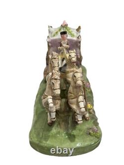 1950s Capodimonte Porcelain Horse Drawn Royal Cinderella Carriage Italy