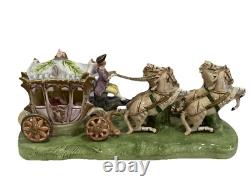 1950s Capodimonte Porcelain Horse Drawn Royal Cinderella Carriage Italy