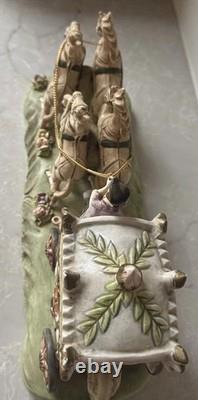 1950s Capodimonte Porcelain Horse Drawn Royal Cinderella Carriage Italy
