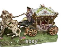 1950s Capodimonte Porcelain Horse Drawn Royal Cinderella Carriage Italy