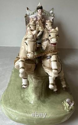 1950s Capodimonte Porcelain Horse Drawn Royal Cinderella Carriage Italy