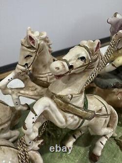 1950s Capodimonte Porcelain Horse Drawn Royal Cinderella Carriage Italy