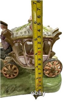1950s Capodimonte Porcelain Horse Drawn Royal Cinderella Carriage Italy